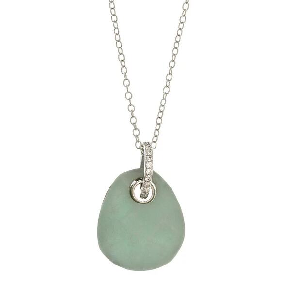 Rhode & Co Fine Silver Plated Amazonite Teardrop Pendant Necklace - Picture 8 of 8